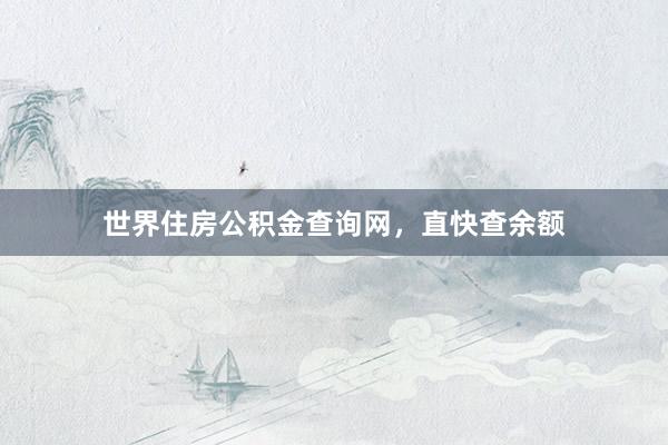 世界住房公积金查询网，直快查余额